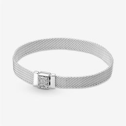 Véritable 100% argent sterling 925 réflexions fermoir étincelant breloques bracelets adaptés aux breloques européennes authentiques pour femmes mode 253C