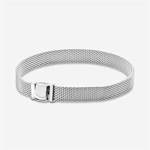 Véritable 100% argent sterling 925 réflexions bracelet en maille ajustement authentique charme européen pour les femmes mode mariage fiançailles274v