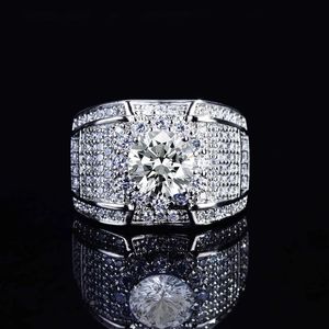Véritable bague de fiançailles en or 18 carats pour hommes luxe entièrement pavé diamant 1 8 k élégant sonnerie de bijoux femelle simple élégant anneaux pour hommes 240422