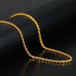 Cadena de estilo de temperamento Simple torcida de 18k auténtica, collar de cuerda de cáñamo de oro Real AU750, regalo para mujer, joyería fina