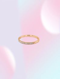Echt 18K Wit Goud Pave Diamanten Ring Fijne Sieraden Eenvoudige Ronde Dunne Ringen Voor Vrouwen Element Ring Gift 2708074