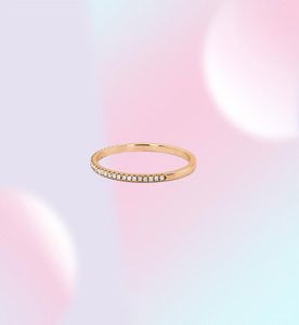 Véritable bague diamant pave en or blanc 18 carats fins riches simples rings fins pour les femmes d'éléments d'anneau Gift 8527806