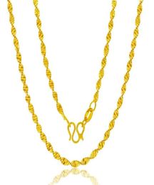 Véritable collier de couleur en or jaune 18 carats pour les femmes Chaîne d'onde de l'eau Bone / boîte / o Chaîne 45cm Collier Pendante Bijoux 09278826820