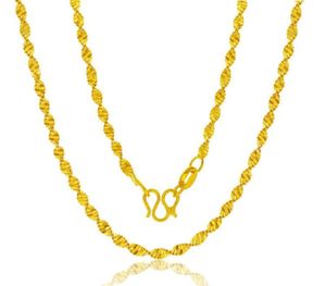 Echte 18k gele goudkleur ketting voor vrouwen watergolfketting bot/doos/o ketting 45 cm ketting hanger sieraden 09278313133