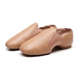 Echte 24-44 Lederen USHine 579 Tan Black Antiskid Sole Jazz Shoes Volwassenen Dance Sneakers voor Chidren Girls Women 240125