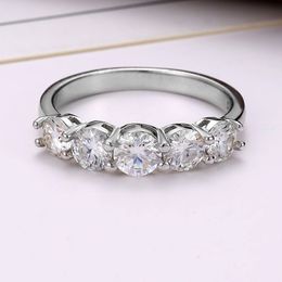 Echte 5mm Moissanite Diamond Ring 100% echte Sterling Sier Party Wedding Band Rings For Women Men Betrokkenheid sieraden