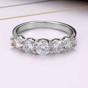 Véritable bague de diamant Moisanite 5 mm 100% sterling sier sier band anneaux pour femmes bijoux de fiançailles de fiançailles pour femmes