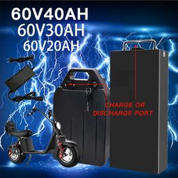Véritable 60V 40ah 30ah 20ah moto électrique étanche 18650 batterie au lithium 250W ~ 1800W pour Citycoco scooter vélo