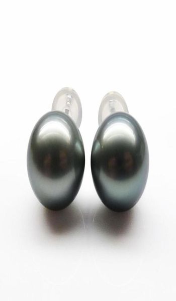 Boucles d'oreilles en perles de tahiti grises naturelles, véritables, 910MM, or blanc 18 carats, cadeau 8667342