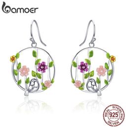 Genuino 925 Sterling Silver Forest Forest Birds Secret Drop Pendiendo para mujeres Joyas SCE480 2106244047665