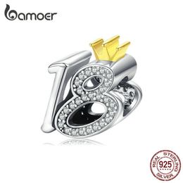 Abalorio de plata de ley 925 auténtica para pulsera, brazalete, cuenta de ceremonia para adultos de 18 años con circonita transparente, joyería DIY BSC131 210512268O