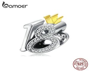 Echte 925 sterling zilveren bedel voor armband 18 jaar oude volwassen ceremoniekraal met duidelijke CZ DIY-sieraden BSC131 2105124154795