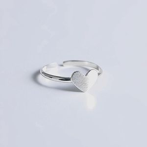 Véritable 925 Sterling Silver Love Heart Ring Femmes Minimaliste Mode Sweet Girl Étudiant Bijoux Fête D'anniversaire Cadeau 210507