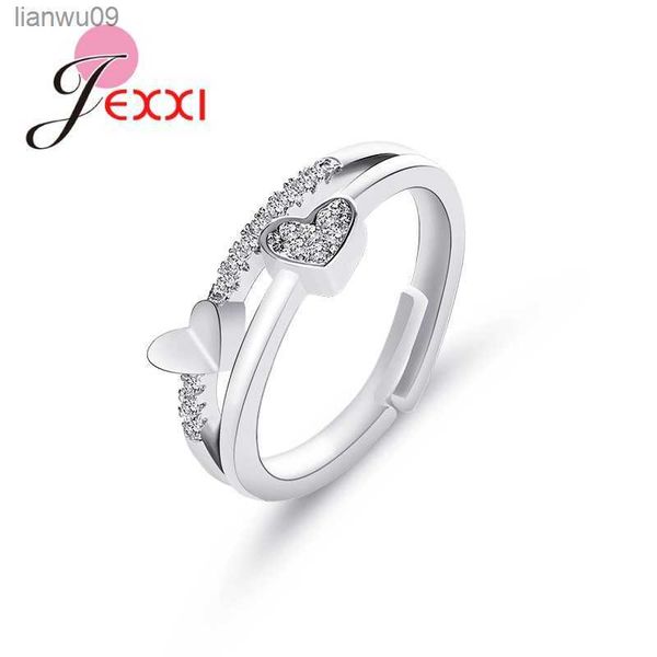 Anillos de dedo con forma de corazón de amor de Plata de Ley 925 auténtica para mujeres y niñas, banda de compromiso, declaración, joyería de boda, Anel L230704