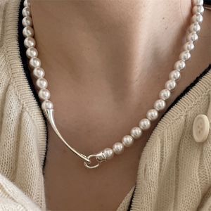 Collier de perles d'eau douce naturelles en argent Sterling 925 véritable, ras du cou pour femmes, bijoux cadeaux tendance