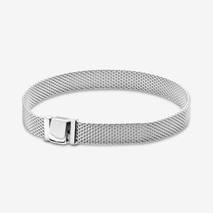 Genuino 100% Plata de Ley 925 Reflexions Mesh Bracelet Fit Auténtico encanto colgante europeo para mujer Moda Compromiso de boda Accesorios de joyería