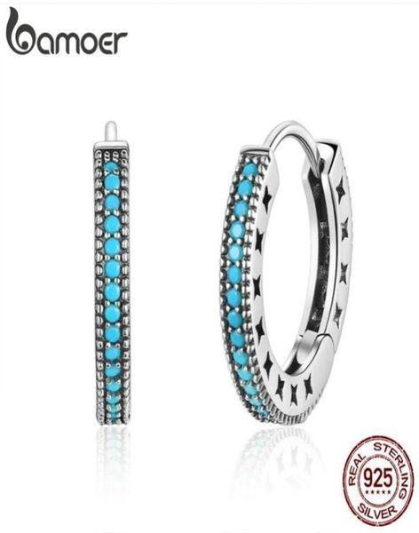 Boucles d'oreilles créoles en argent Sterling 925 véritable pour femmes, bijoux géométriques Turquoise, cadeau 2201089148160