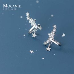 Véritable 925 Sterling Silver Twinkling Zircon Empilable Star Clips Boucle D'oreille pour les Femmes De Mode Weddding Party Fine Jewelry 210707