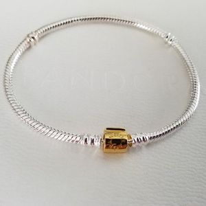 Echte 925 Sterling zilveren tweekleurige vat gespunde slangenketen Bracelet geschikt voor modieuze temperament bedelarmband sieraden 599347C00