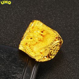 Véritable 999 Gold Color Dragon Ring pour hommes Bro Gift Gift Rings Rings Rings Bijoux ACCESSOIRES ORO PURE DE 24 K 240507