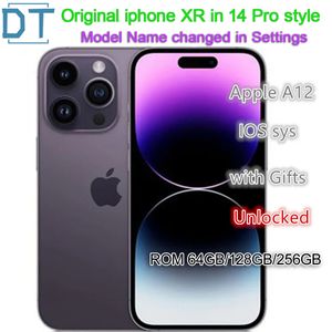 Véritable Apple iphone XR dans le téléphone de style iphone 14 pro 4G LTE débloqué livré avec une boîte 14pro scellée 3G RAM 256 Go ROM smartphone OLED avec batterie 100% de durée de vie