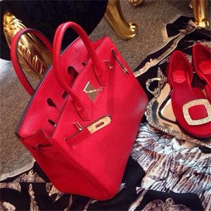 Sacs véritables sac à main en cuir de vache motif litchi une épaule grand sac sac de mariage grand sac de mariée rouge