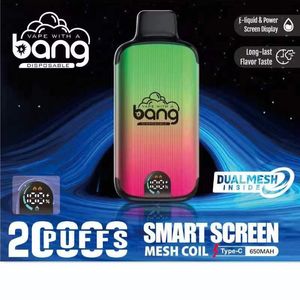 Authentique Bang Bar 20 000 bouffées de vape jetable Juice King énorme stylo vape 20 000 bouffées de 25 ml de cartouches préremplies avec écran intelligent et dispositifs à bobine à double maille