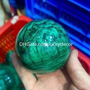 Véritable belle sphère de pierre précieuse de malachite naturelle artisanat poli vert Chakra Quartz boule de cristal spécimen minéral pour la protection, la transformation de guérison
