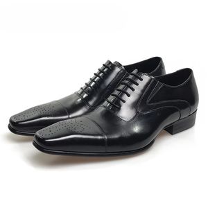 Véritable robe noire hommes en cuir italien Fashion Business oxford chaussures