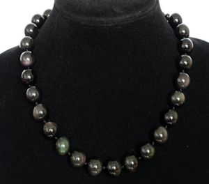 Véritable obsidien noir 14 mm perles rondes Collier de pierre précieuse 184616388