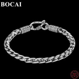Véritable Bocai S925 Bracelets en argent sterling pour les hommes Femmes Fashion Vis Fil Twist-Chain Punk vintage bijoux 240313