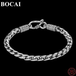 Véritable BOCAI S925 Bracelets en argent Sterling pour hommes femmes mode filetage tissé Twistchain Punk Vintage bijoux 240315