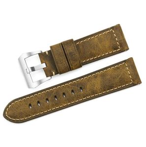 Bracelettes de gueule de gueule de montre en cuir de veau authentique Assolutamente Brown Watch Band pour le panoramique Rai 22 mm 24 mm 26 mm261u5064534