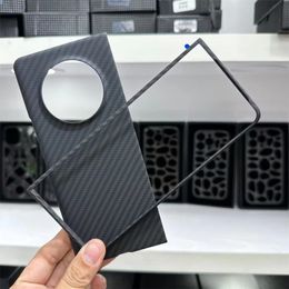 Echte koolstofvezel Aramid Slim Case voor Tecno Phantom v Fold matte achteromslag
