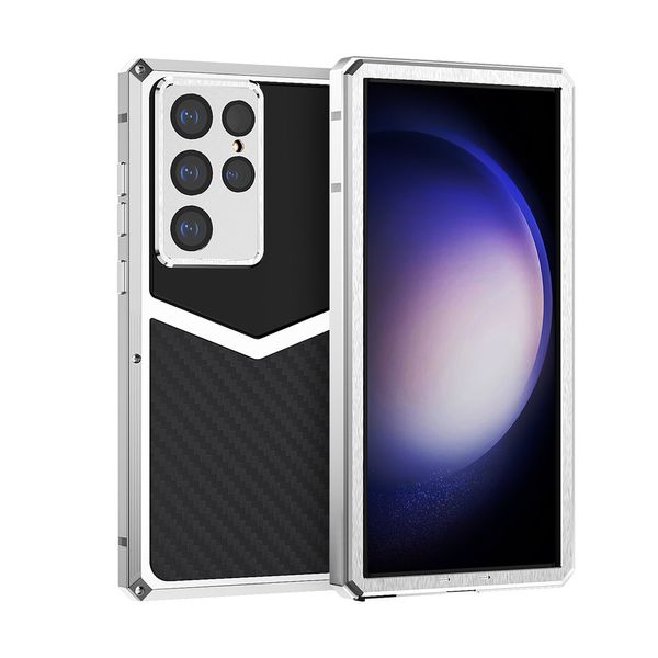 Funda de Metal de fibra de carbono genuina para Samsung Galaxy S23 Ultra S23 + armadura de película de vidrio lente de cámara protege la cubierta completa