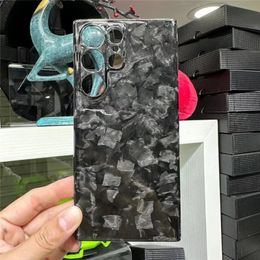 Echte koolstofvezel Slim case voor Samsung Galaxy S23 Ultra glanzende onregelmatige gesmede dekking