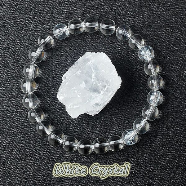 Bracelet de perle à quartz clair authentique hommes hommes en pierre naturelle roche cristal élastique bracele purifie le soul bijoux de méditation de yoga 240423