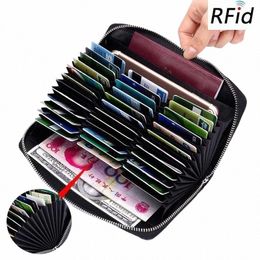 Echte koeienleer Anti -diefstal 36 Kaarthouder Creditcardkoffer Organisator Passportportel Men RFID Blokkering Kaart Wallets Porteburn R6IW#