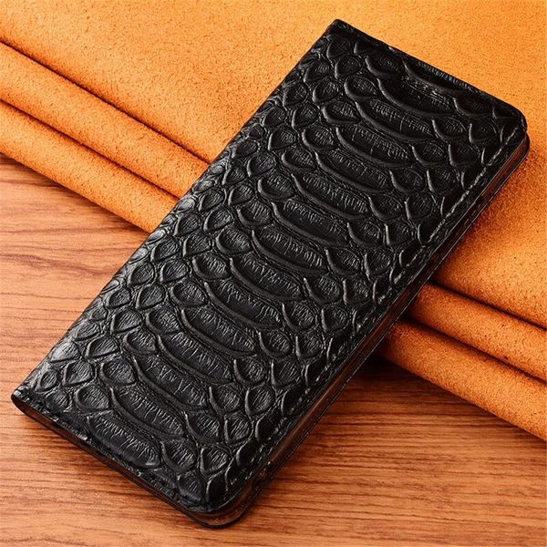 Étui à rabat Python en cuir de vache véritable pour iPhone 15 Pro Max 14 13, avec porte-cartes