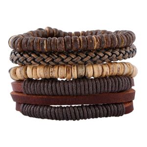 Echt koeienhuid lederen houten handgemaakte kokosnoot shell pu armband mannen vrouwen armbanden armbanden Unisex goede geschenken