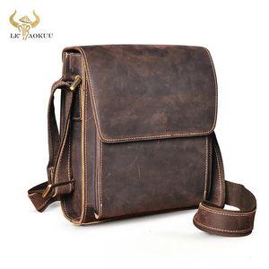 Véritable Crazy Horse cuir Design sac à bandoulière sac à bandoulière en peau de vache 8 tablette Mochila sacoche pour hommes mâle 3027 240118