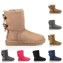 Véritable fourrure en cuir Australias bottines de luxe mode femmes filles chaussures de créateur en plein air neige hiver bottillons australiens plate-forme botte