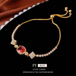 Echte gouden geëlektroplateerde zirkoon ovale geometrische armband uit Zuid-Korea, licht temperament, modieuze armband, veelzijdig en high-end gevoel voor