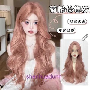 Perruques de cheveux authentiques Store en ligne Wig Wig Femmes Long Hair Lolita Mid Split Octogonal Bangs Curly Set Natural Simulation Full Head Style