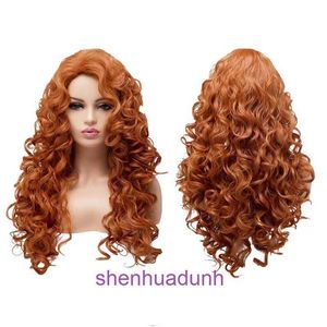 Vérités perruques de cheveux Store en ligne Femmes Brown Long Curled Wig Populaire sur Internet avec le même style de face mousse Couverture de laine naturelle duvelu