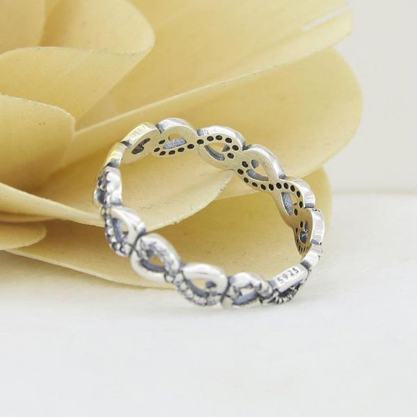 Anillos de boda de amor infinito para mujer, 100% Plata de Ley 925 de alto pulido auténtico, anillo de compromiso, accesorios de joyería de moda