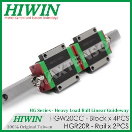 Genuino Hiwin Taiwan HGR20 Guía lineal Rail 300 400 500 600 700 800 900 1000MM 1100 1200 1300 1400 1500 HGW20CC Bloque de transporte