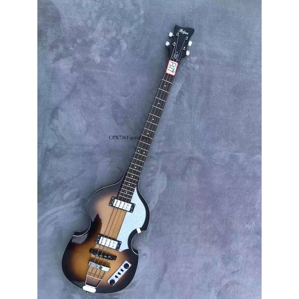 Véritable Hofner HI S ERIES B cordes basses guitare flamme tigre érable matériel arrière en Stock F