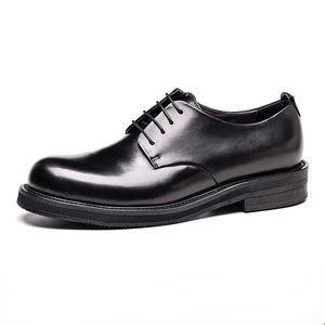 Echte Italiaanse heren bruiloftslederen ontwerper Mode Kwaliteit retro herfstronde teen zwart formele sociale schoenen man 9449