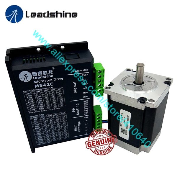 Motor paso a paso Leadshine NEMA23 genuino 57CM23 Eje de 8 mm 2.3 N.M Torque y controlador paso a paso analógico de 2 fases M542C Max 50 VDC 4.2A